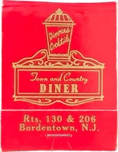 Town and Country Diner, Bordentown, New Jersey, Match Book Matches Match... - £9.50 GBP
