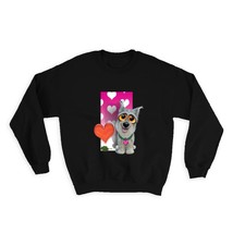 Cute Dog Big Eyes : Gift Sweatshirt Pet Hearts Valentine Animal Puppy Love You Q - £23.11 GBP