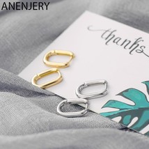 Silver Color Geometric Oval Hoop Earring Prevent Allergy Small Gold Color Earrin - £8.49 GBP