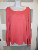 J. Jill Salmon Bib Henley Long Sleeve Stretch Knit Shirt Size XL Women&#39;s EUC - £18.64 GBP