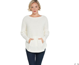 Vince Camuto 1X Antique White Knit Waffle Texture Pull-Over Sweater A347160 - £17.63 GBP