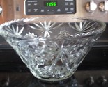 Vintage Round Large Heavy Clear Floral Cut Glass Salad, Dessert or Punch... - £46.51 GBP