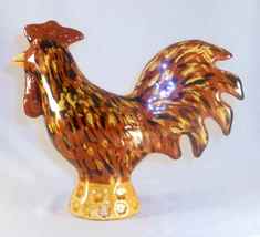 Redware Penny Bank Glazed Colorful Rooster Standing by Lester Breininger... - £217.82 GBP