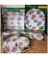 Vintage Royal Lace Paper Doilies Poinsettia Holiday Seasonal &amp; Placemats... - $337.79 MXN