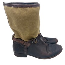 FRYE Melissa Boots Women&#39;s 8B Moto Brown Canvas Leather Buckle Short Shaft  - $856.64 MXN