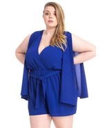 Women&#39;s Shimmer Fabric Draped Open Sleeve Romper - $54.14 CAD
