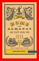 1938 FORD HOME ALMANAC &amp; FACTS LIBRO VINTAGE ORIGINAL PART-COLOR BROCHUR... - £18.89 GBP