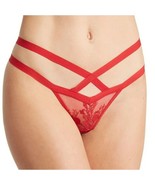 Thistle And Spire Verona Strappy Thong Panty Sheer Floral Crimson Red XS - £15.20 GBP
