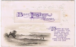 Holiday Postcard Embossed Best Easter Wishes River 1913 - $40.87 MXN