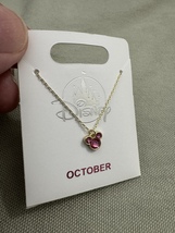 Disney Parks Mickey Mouse Rose October Faux Birthstone Necklace Gold Color NEW image 2