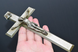 ⭐antique crucifix,silver plated bronze,made 19th century⭐ - £58.38 GBP