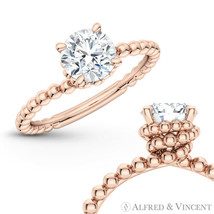 Forever ONE GHI Round Moissanite 4Pr Solitaire Engagement Ring in 14k Rose Gold - £574.08 GBP+