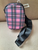 No Boundaries Gabriela Crossbody Bag 2 pocket Girls &amp; Women Pink Plaid P... - $5.60