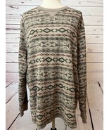 Eddie Bauer Thermal Shirt Large Long sleeve crew Waffle knit Aztec Mens ... - $25.07