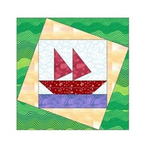 Sailboat Paper Piecing Quilt Block Pattern  004 A - $2.75