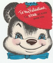 Vintage Valentine Card Starry Eyed Bear Unused Envelope 1960&#39;s - £5.53 GBP