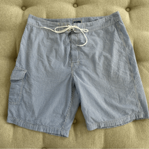 J Crew Blue Seersucker Stripe Long Board Short Swim Trunks Lined 33 - $23.04