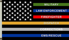 3x5FT Salute Thin Multi Line Flag Military Police Fire Corrections Dispa... - $13.99