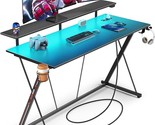 Gaming Desk With Led Lights &amp; Power Outlets, 47&quot; Computer Desk With Moni... - $203.99