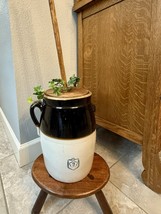Vintage 3 Gallon Stoneware Butter Churn Crock w/ Lid &amp; Dasher - $163.34 CAD
