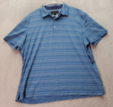 Jos. A. Bank Polo Shirt Men Size XL Blue Striped Cotton Tailored Fit Slit Collar - £13.21 GBP