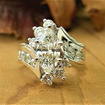 3Ct Marquise Schnitt Künstlicher Diamant Hochzeit Ring 14K Weiß Vergoldet Silber - £87.35 GBP