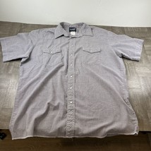 Vintage Wrangler Shirt Mens XLT Blue Short Sleeve Button Up Western Cowboy - $13.88