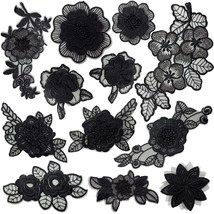 12 Pieces Flower Lace Embroidered Applique 3D Floral Sew On Patches For ... - £18.08 GBP