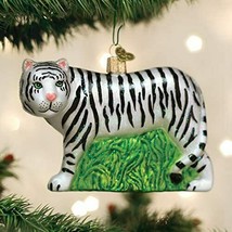 OLD WORLD CHRISTMAS WHITE TIGER ZOO ANIMAL GLASS CHRISTMAS ORNAMENT 12137 - £18.28 GBP