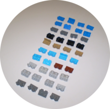40 Used Lego 1x2 - 1x2 Black Blue Dark &amp; Medium Stone Tan Inverted Bracket 99780 - £7.82 GBP