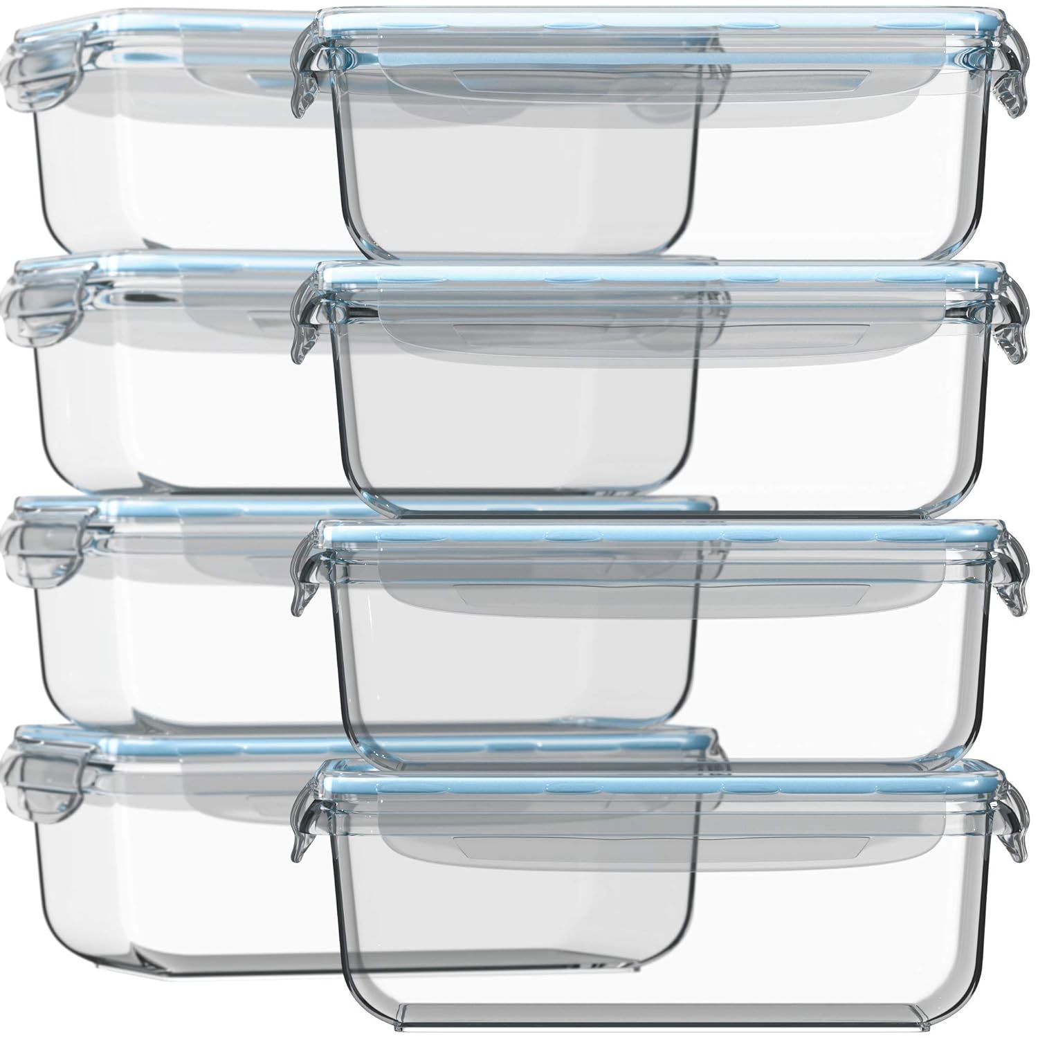 Glass Food Storage Containers With Lids 30 Oz 16 Pc (Set Of 8) Airtight Large Re