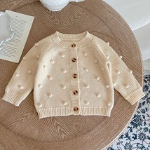  Baby Girl Knitting Cardigan Handmade Ball  Cardigan Long Sleeve Solid Color Aut - £70.15 GBP