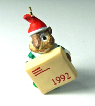 Chipmunk Parcel Service Hallmark Mini Christmas Holiday Ornament 1992 in... - $10.69