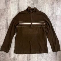 Banana Republic Mens Brown Striped Quarter Zip Cotton Pullover Sweater S... - $19.79