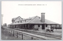 Postcard Chicago &amp; Northwestern Depot Spooner Wisconsin EC Kropp - $4.75