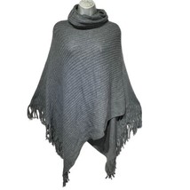 quagga green label recycled gray cowl neck Sweater Knit poncho - $24.74