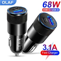 68W PD Car Charger USB Type C Fast Charging Car Phone Adapter for iPhone 13 12 X - £8.28 GBP