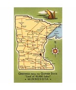 Postcard MN-129 Greetings from Gopher State Minnesota Map of Minnesota S... - $16.36 CAD