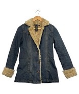 VTG Abercrombie Fitch Denim Jacket Womens Extra Small Blue Sherpa Lined Y2K - $79.19