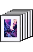 11x14 Picture Frames Set of 6 with Mat 8x10 Poster Frame Gallery Wall Black - £31.64 GBP
