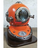 Diving Helmet With Wooden Base Red Color Powder Coated - $363.23 CAD
