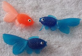 One Orange and Two Blue Rubber Fish Toy  Figures - £2.39 GBP