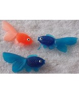 One Orange and Two Blue Rubber Fish Toy  Figures - $4.06 CAD