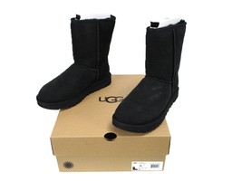 UGG Classic Short II Boot Womens Black Soft Sheepskin Suede Water Resistant Shoe - £94.02 GBP