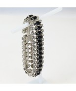 Black and Clear Rhinestone Bracelet 6 1/2&quot; Long x .6&quot; W Estate Jewelry - $13.71