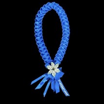 Graduation Money Lei Flower Crisp Bills Blue 2024 Four Braided Ribbons - £51.45 GBP