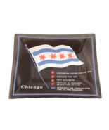 Chicago Flag Explained Smoky Glass Dresser Trinket Tray 4.5 X 4 Inches - €7,51 EUR