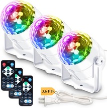 3-Pack Disco Ball Dj Party Lights Sound Activated With Remote, 12 Modes ... - $32.99