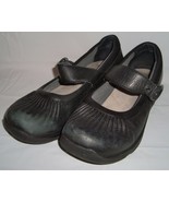 Dansko Kitty Black Leather Pleated Mary Janes 39 8.5 9 Buckle Strap Clog... - $59.68 CAD