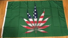 USA Leaf On A Green US Marijuana Leaf Weed Cannabis Flag 3X5 Rough Tex® 100D - £15.32 GBP
